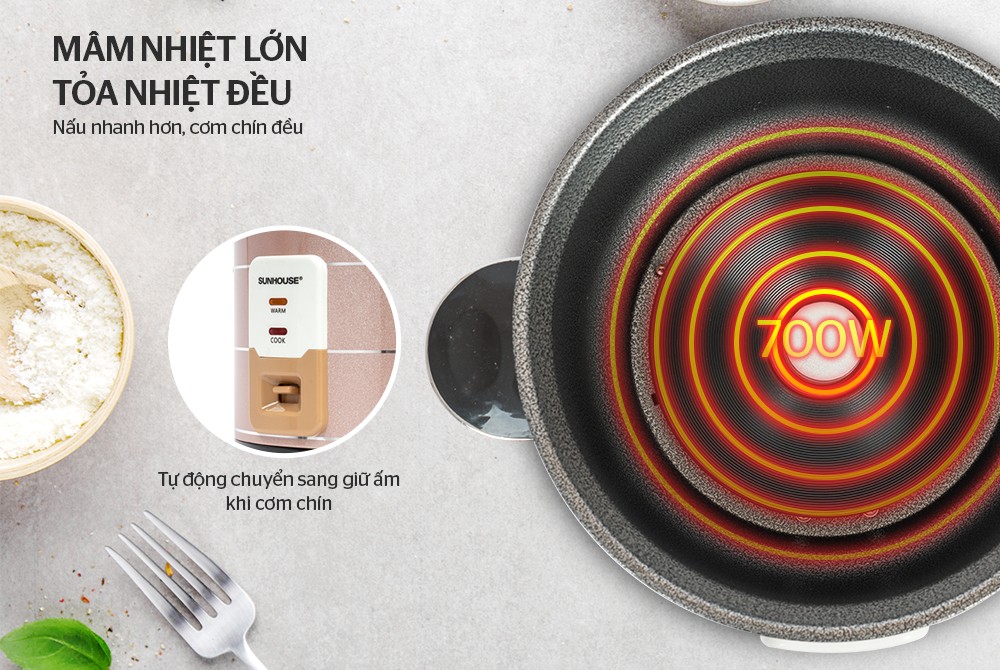 Nồi Cơm Điện Nắp Rời Sunhouse SHD8125 - Hàng chính hãng