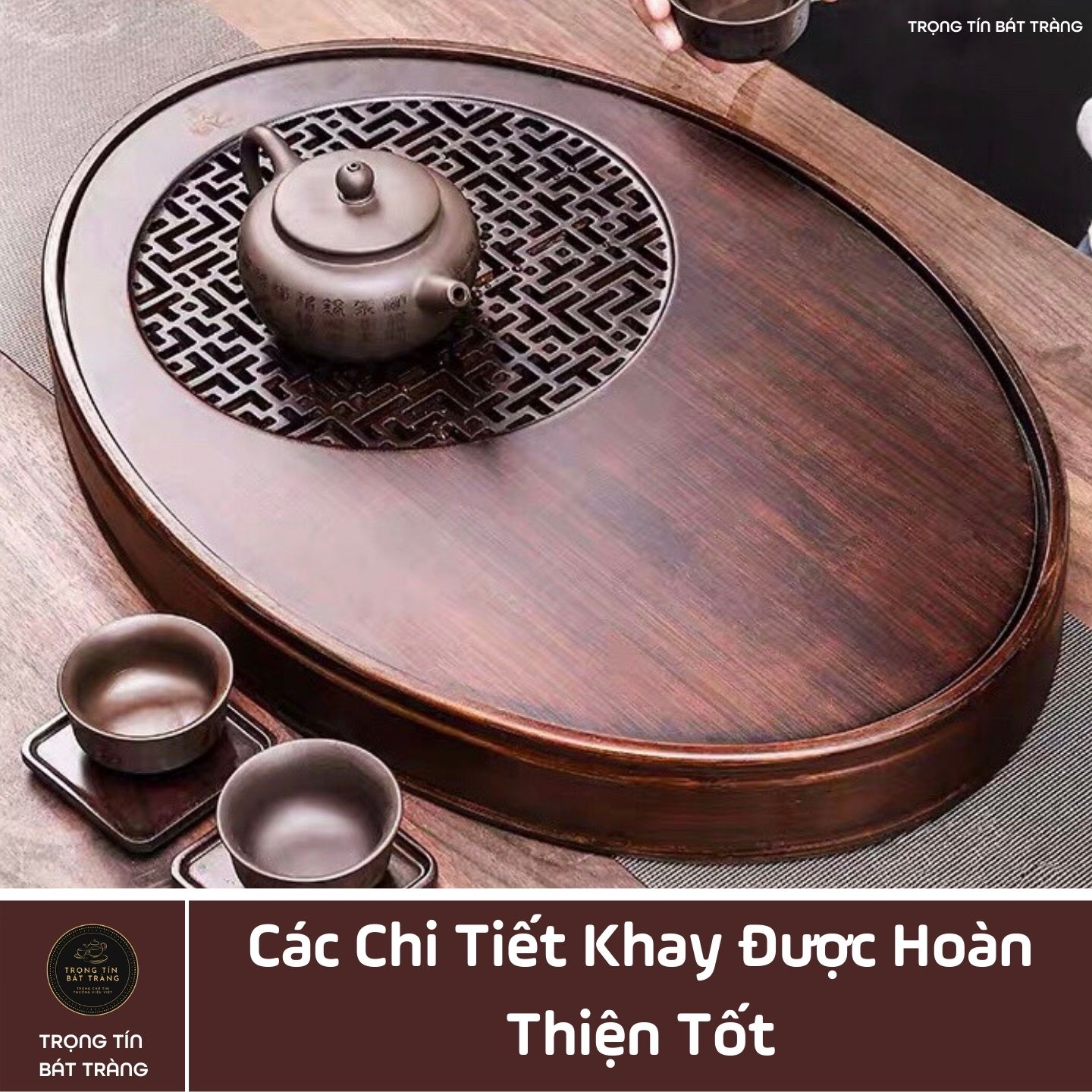 KT 15 Khay Trà Tre Cao Cấp  Bầu Dục Nhỏ