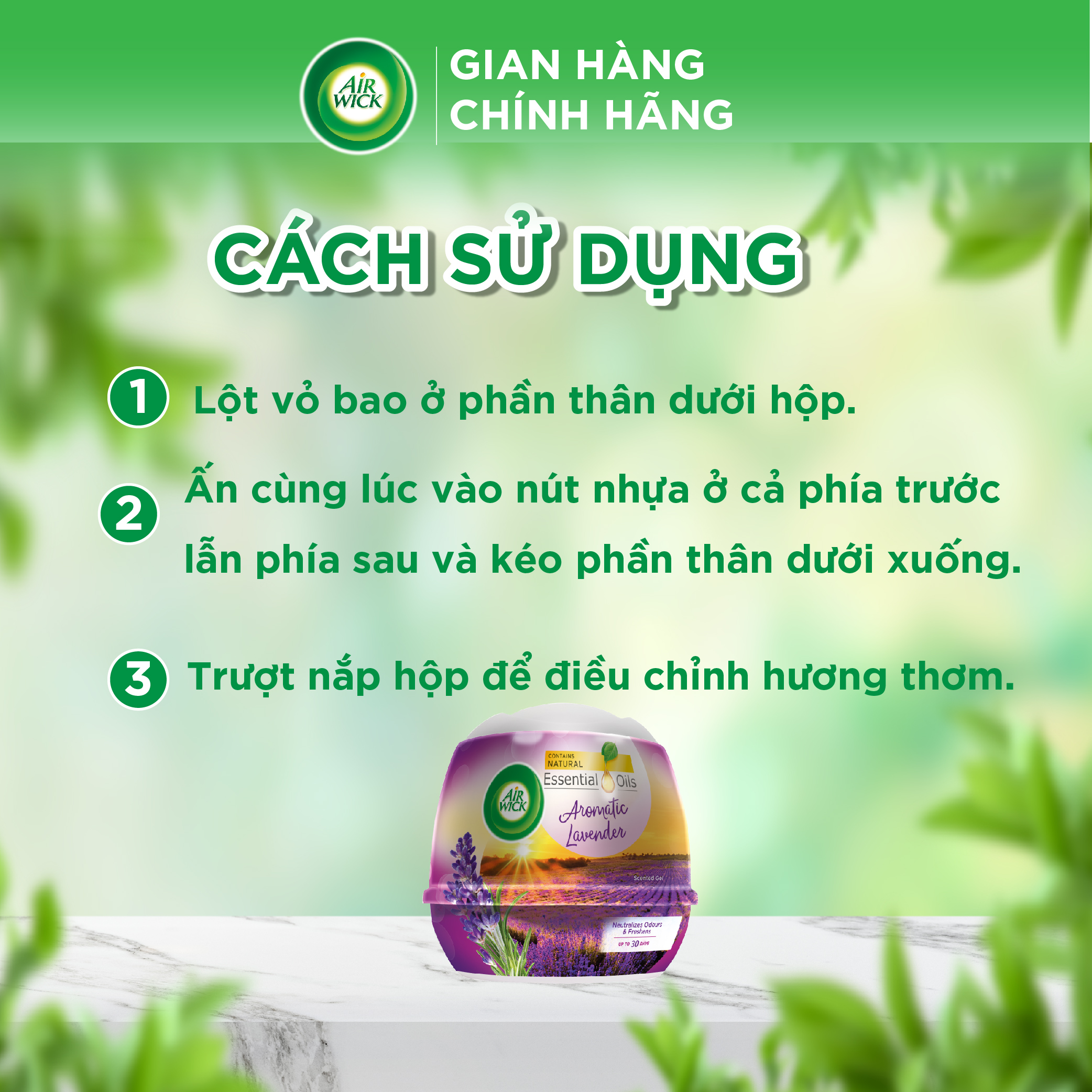 Sáp thơm khử mùi phòng AIRWICK, Anh Quốc, tinh dầu thiên nhiên, hương thơm dễ chịu thích hợp cho mọi không gian 180g