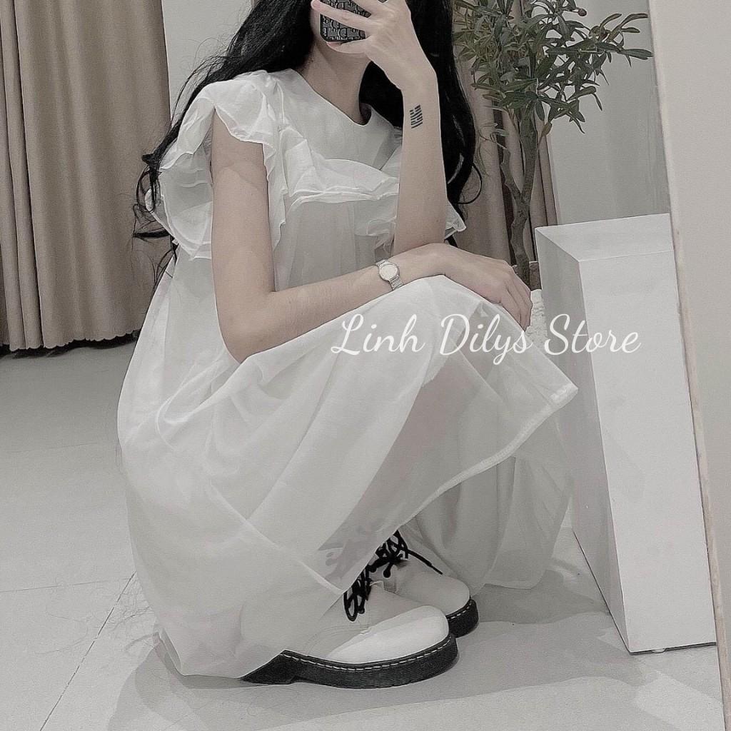 Đầm BabyDoll Tay Tiên Voan Trắng Váy BabyDoll Vai Bèo Linh Dilys Store