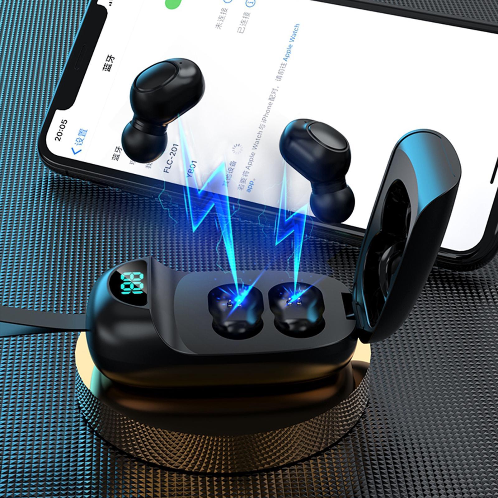 JS25 TWS In-Ear Stereo Bluetooth Earbuds Headphone LCD Power Display Black