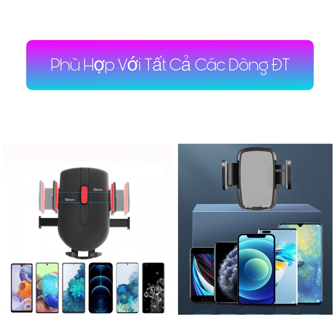 Giá đỡ điện thoại trên ô tô xe hơi gắn taplo và kính xe - Kẹp điện thoại ô tô xoay 360 độ thông minh A052