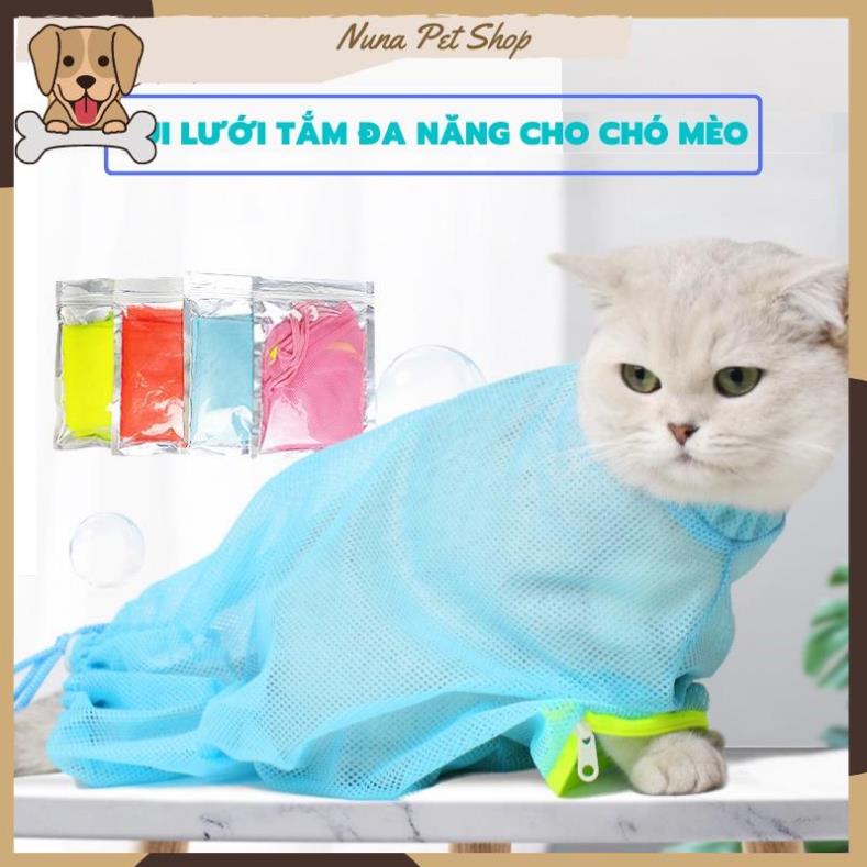 Túi lưới đa năng cho chó mèo - Túi tắm cho mèo, hỗ trợ cắt móng