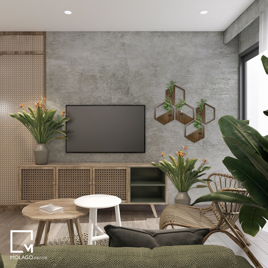 Bộ lục giác gỗ treo tường đồ trang trí phòng lục giác vân gỗ đậm decor treo tường gỗ trang trí Molago - LA-N