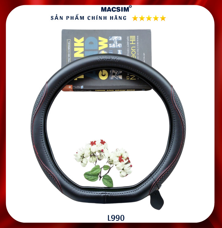 Bọc vô lăng cao cấp Macsim mã L990 DCUT chất liệu da thật 100% - Khâu tay thủ công phù hợp các mẫu xe