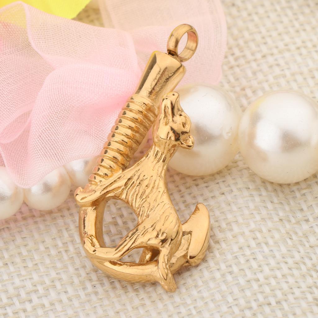 Love Pet Dog Stainless Steel Fish Hook Cremation Memorial Ash Pendant Gold