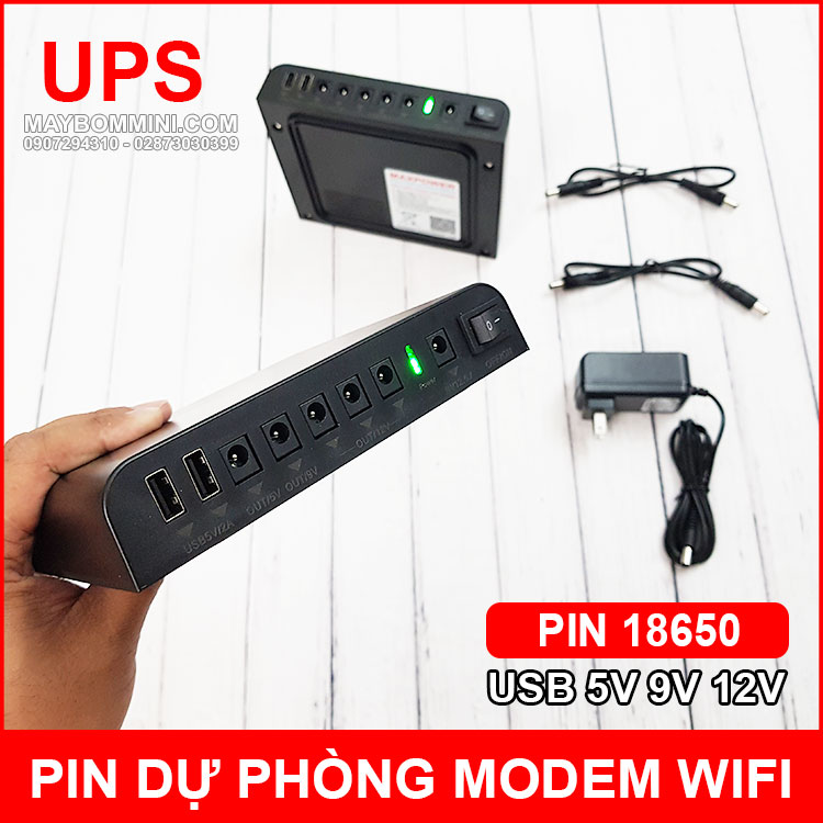 Nguồn lưu điện dự phòng UPS cho modem wifi camera USB 5V 9V 12V 24000mAh