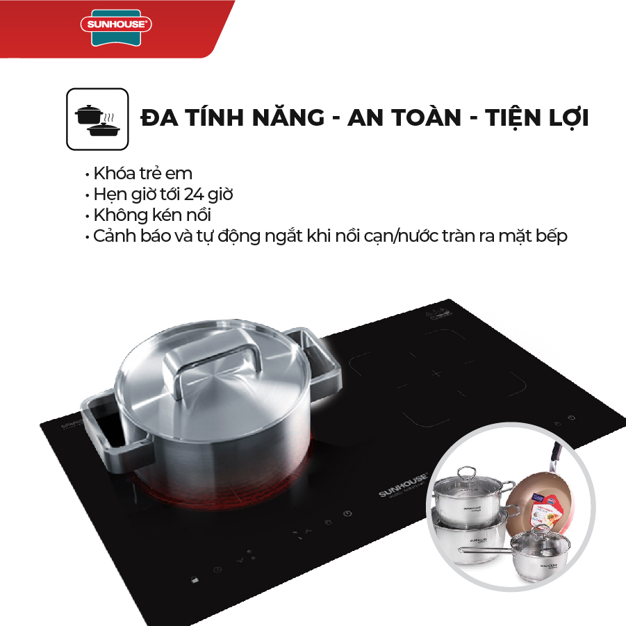 Bếp Đôi Điện Từ Hồng Ngoại Sunhouse SHB9104MT - Hàng chính hãng