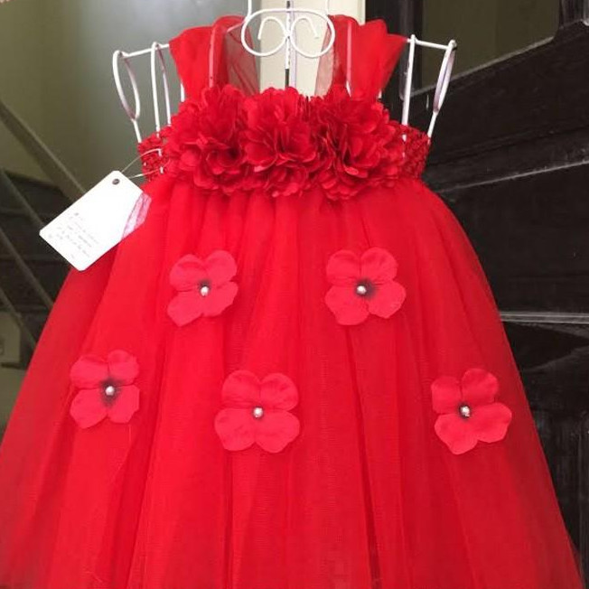 Váy tutu cho bé ️Váy tutu đỏ hoa xù đỏ 5b cho bé gái siêu Cute