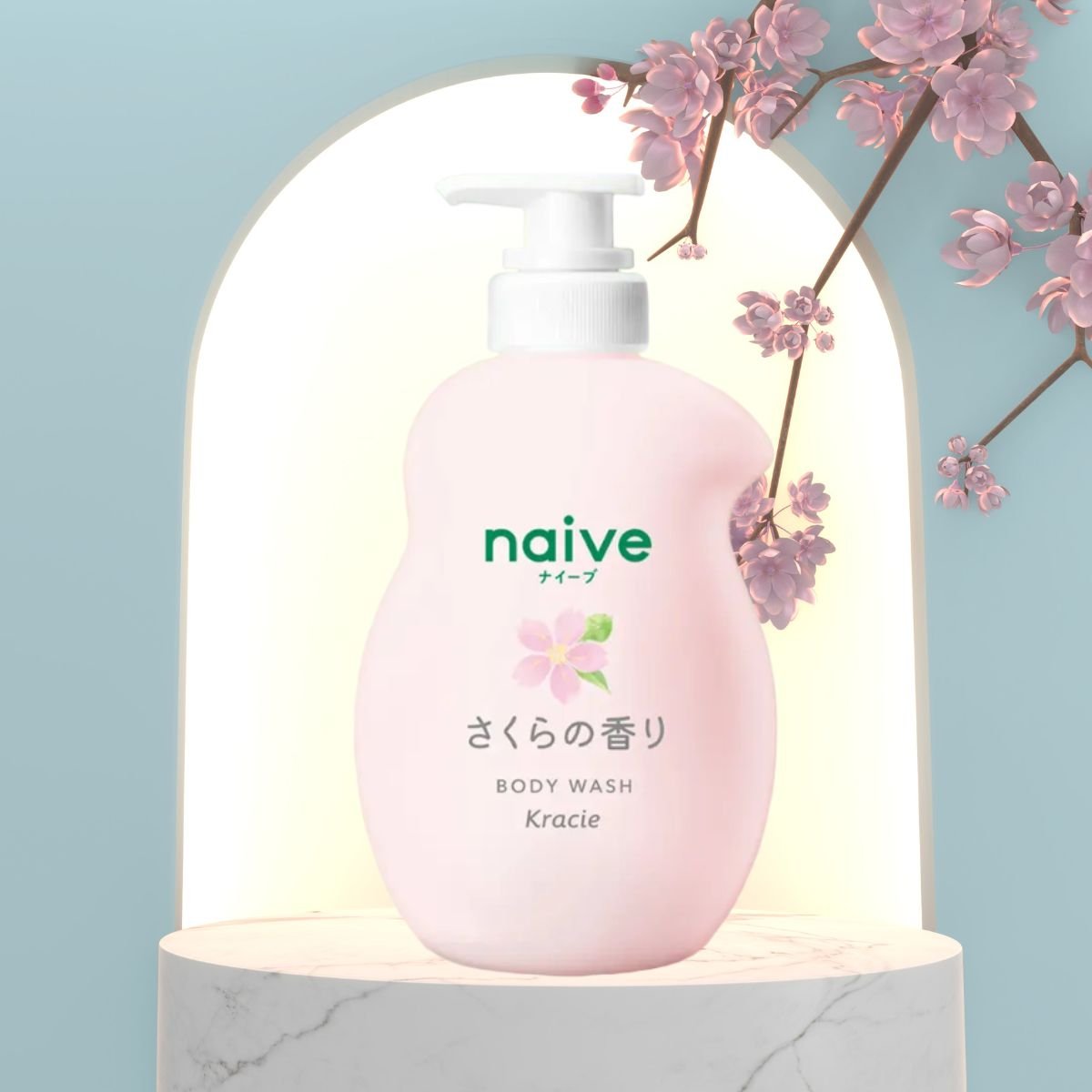 Sữa Tắm Trắng Mịn Da Chiết Xuất Hoa Anh Đào Kracie Naive Body Wash Sakura 530mL