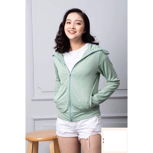Áo chống nắng THÔNG HƠI TÚI CUỘN CHO NỮ – HÀNG CAO CẤP – XANH BẠC HÀ – M