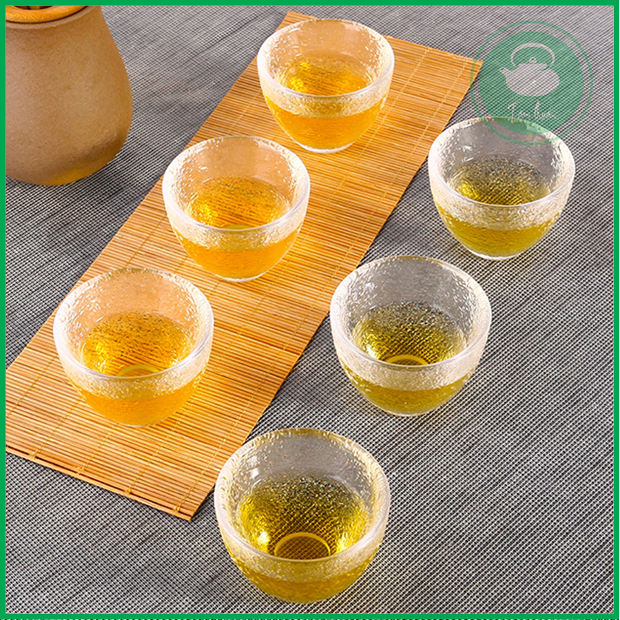Bộ 6 chén trà thủy tinh sần 62ml
