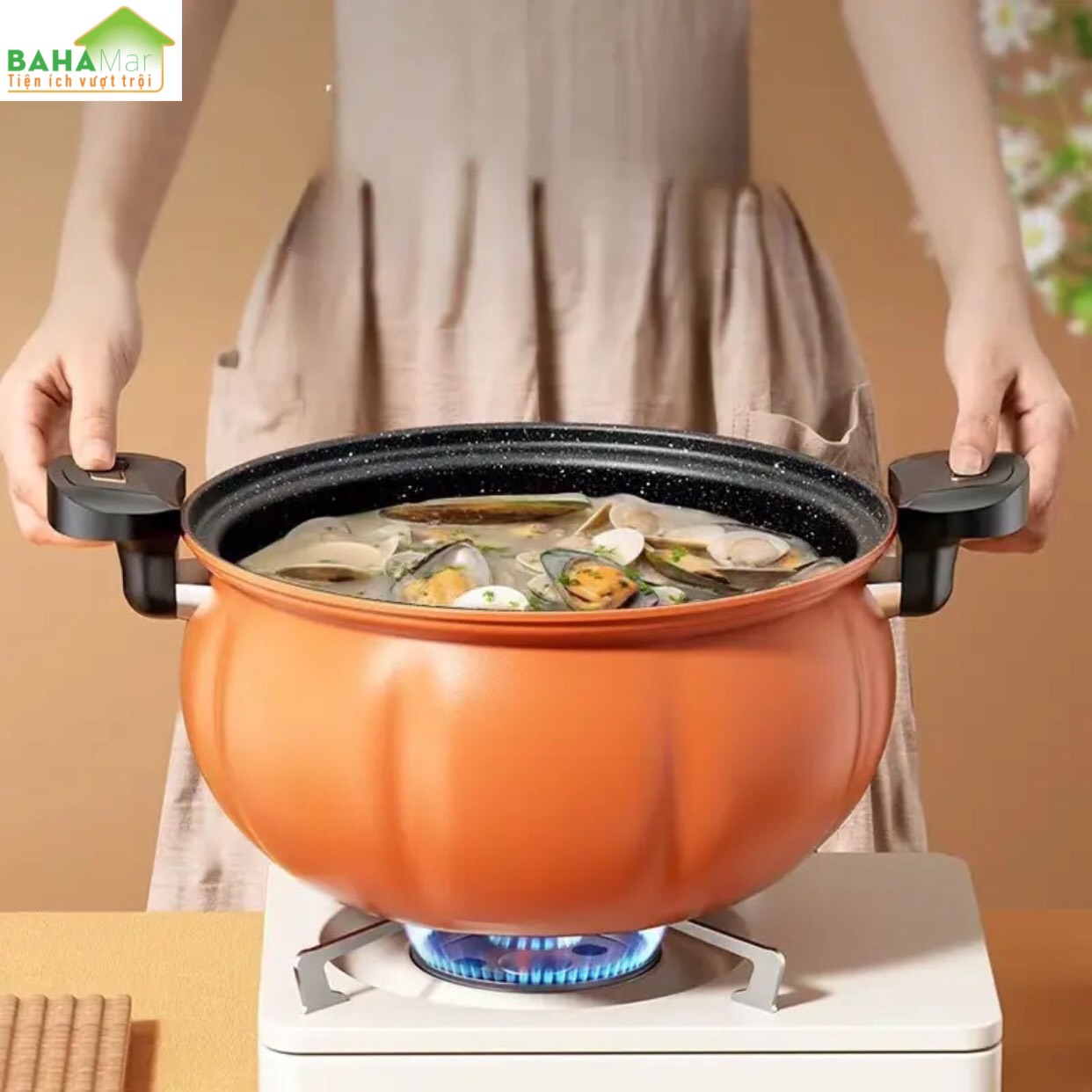 NỒI ÁP SUẤT CHỐNG DÍNH ĐA NĂNG BÍ NGÔ DUNG TÍCH 8L CÓ VỈ HẤP TIỆN DỤNG "BAHAMAR" giữ nguyên chất dinh dưỡng và làm cho chế độ ăn uống của bạn lành mạnh hơn