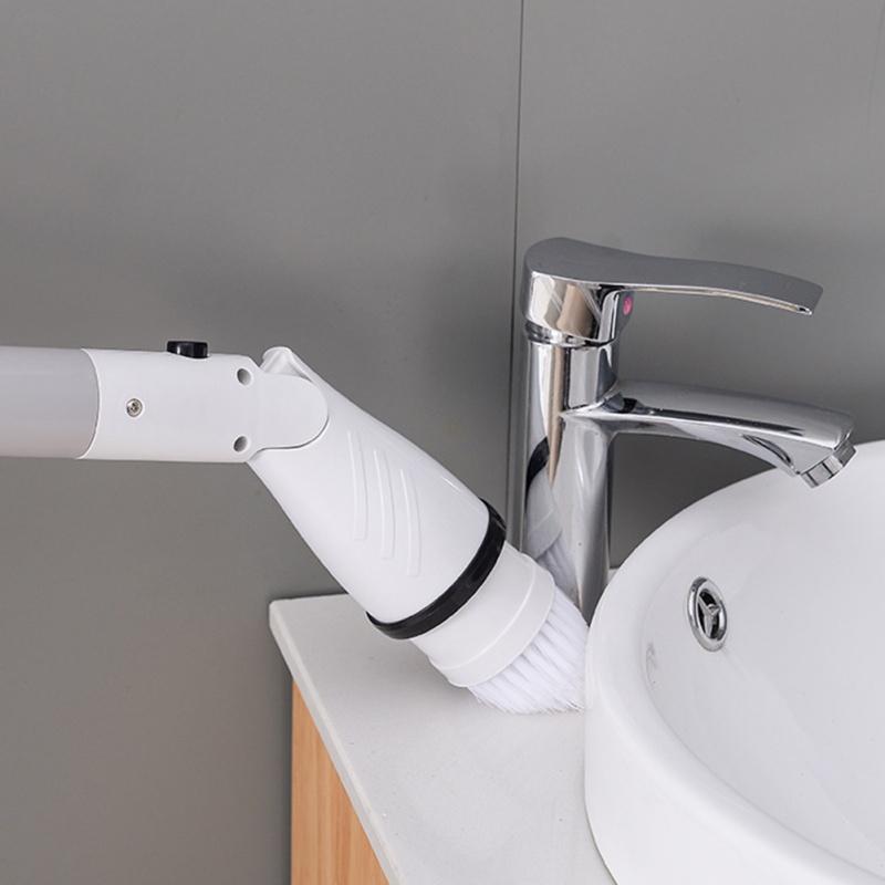 Máy cọ chà sàn vệ sinh tự động , Bàn chải làm sạch vệ sinh nhà tắm không dây với 4 đầu thay thế