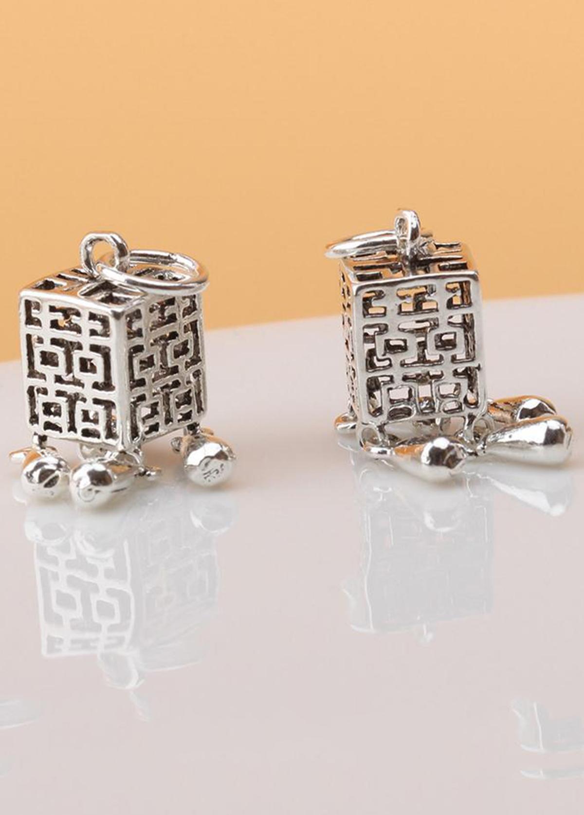 Hình ảnh Combo 2 cái charm bạc thái hình lồng đèn vuông treo - Ngọc Quý Gemstones