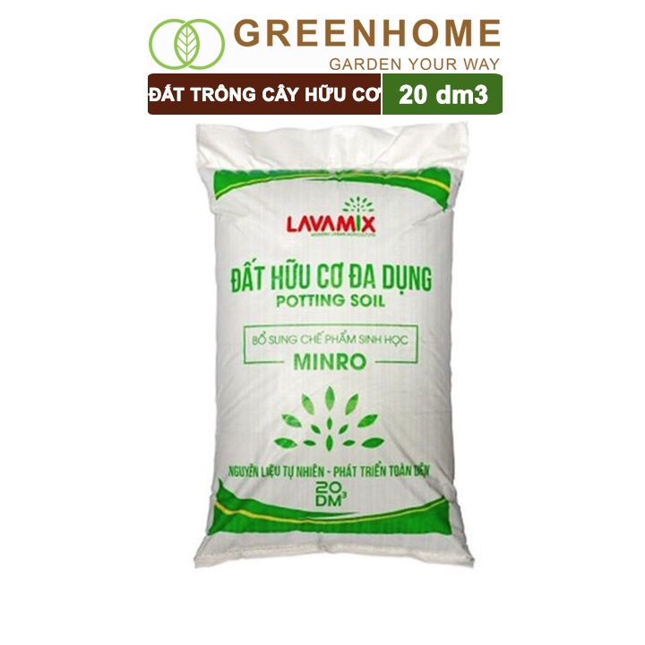 Đất Trồng Cây Greenhome, Bao 20dm3 (10kg), Đầy Đủ Dinh Dưỡng, Tiện Lợi, Dễ Sử Dụng, Chuyên Trồng Rau, Hoa, Kiểng