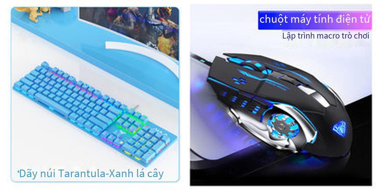 Phong Cách Mới Nhất Tarantula T400 Bộ Bàn Phím Cơ Và Chuột Bề Mặt Kim Loại Điện Trò Chơi Thi Đấu Ăn Thịt Gà Máy Tính Xách Tay Chuột Phím Có Dây
