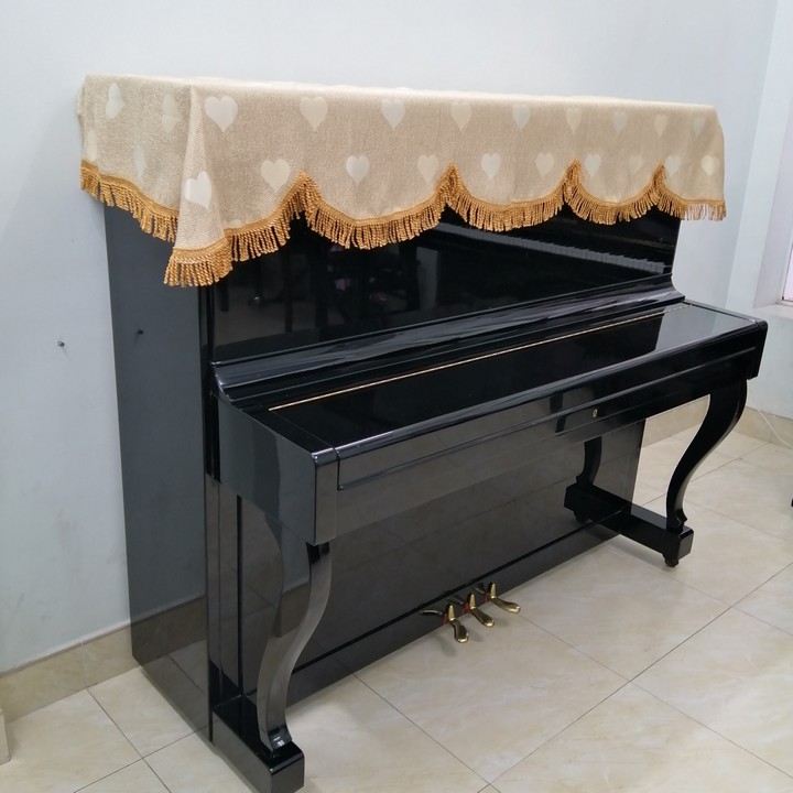 KHĂN PHỦ ĐÀN PIANO CƠ MẪU TIM MÀU NÂU 