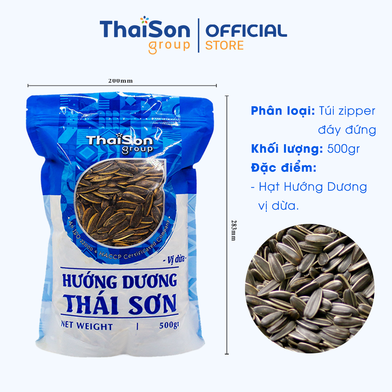 Hạt Hướng Dương Sạch Thái Sơn Gia Lai tẩm vị dừa bì 500Gr HHD05