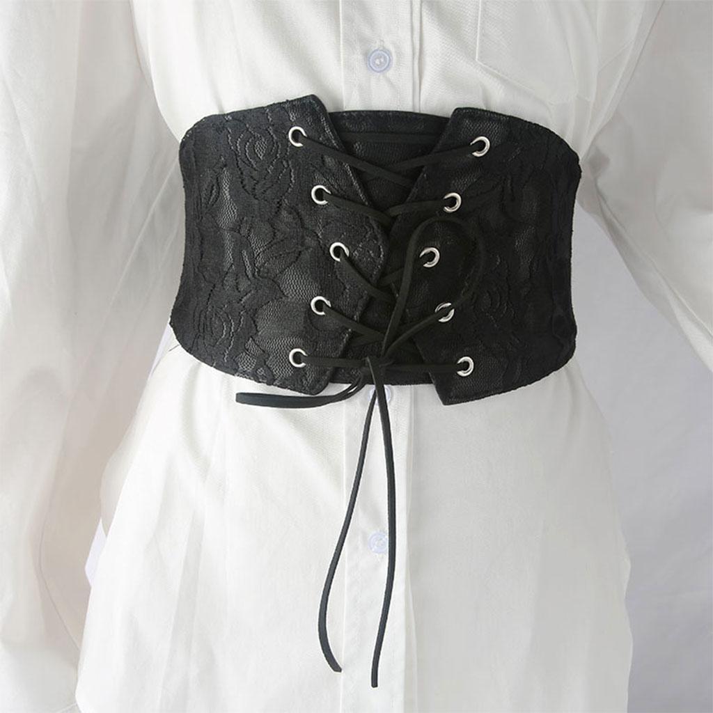 Womens Fashion PU Leather Wide Waist Belt Elastic Waistband Corset