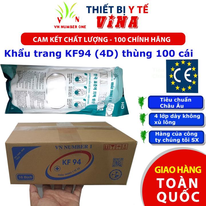 Sỉ 01 thùng Khẩu trang KF94 , Khẩu trang 4D có kháng khuẩn 4 lớp dày