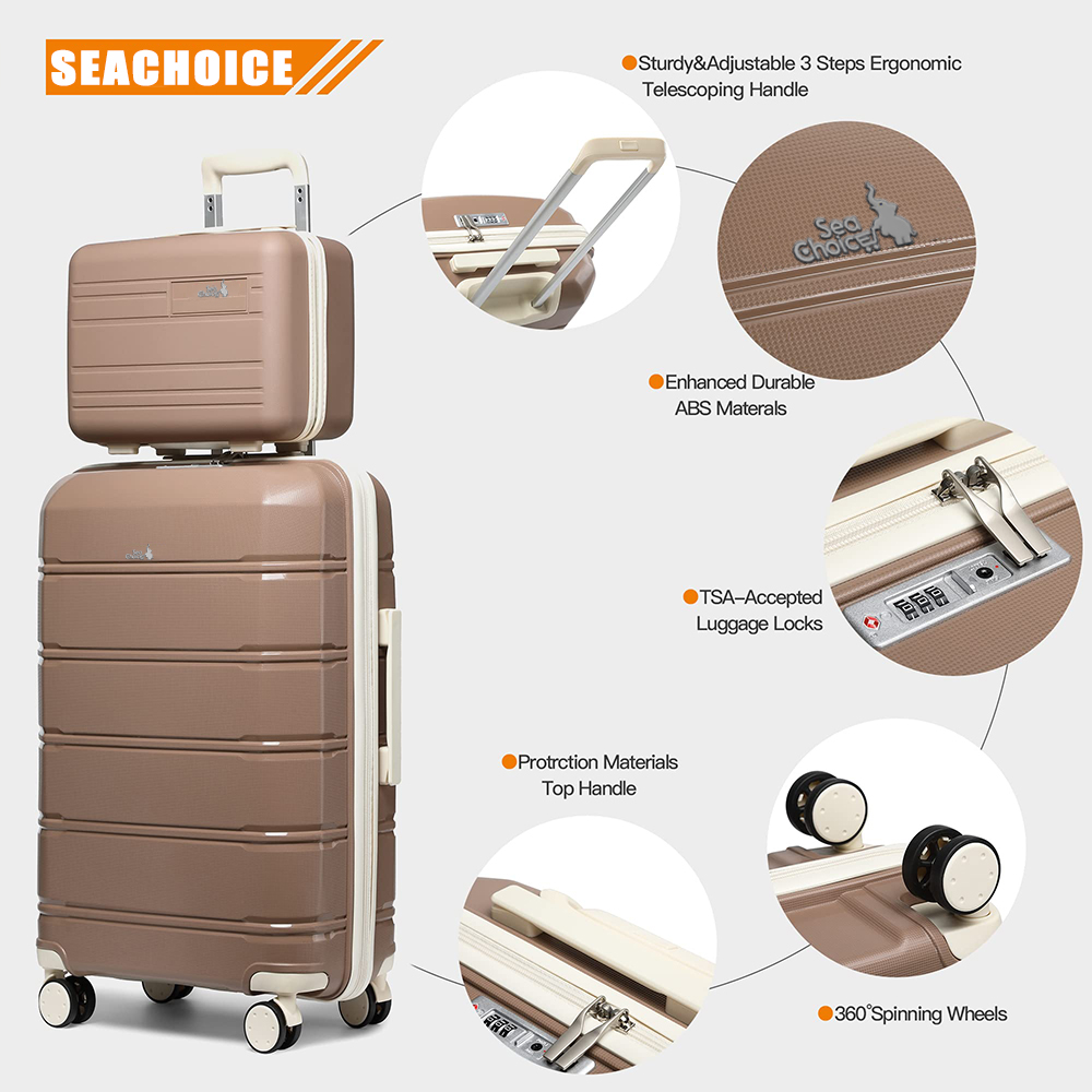 Vali du lịch Sea Choice chất liệu PP nhẹ Size 12+20/24/28'' có khóa TSA Bánh xe 360° Dây kéo YKK- Bảo hành 5 năm