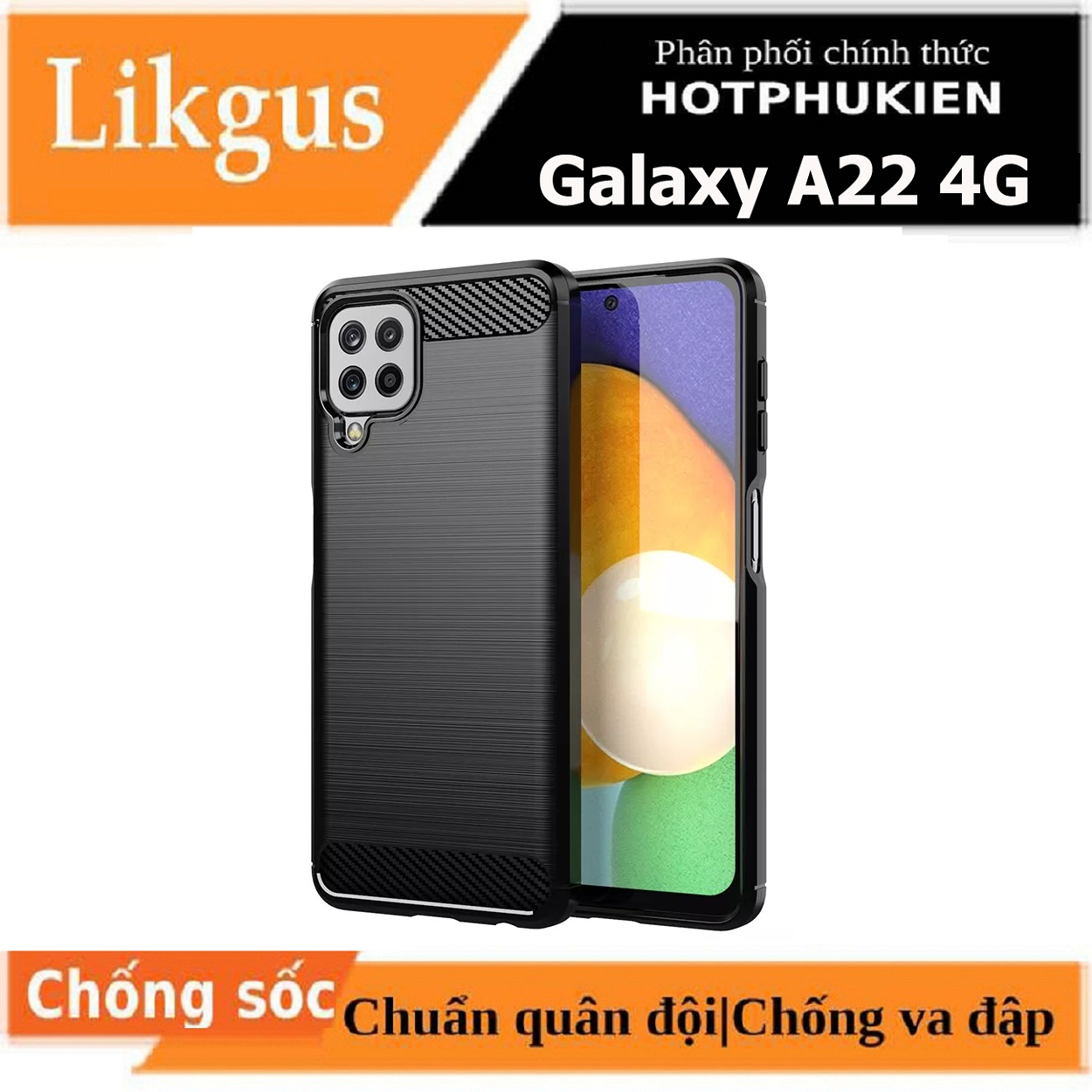 Ốp lưng chống sốc cho Samsung Galaxy A22 4G / M22 / M32 hiệu Likgus vân kim loại , chống sốc chuẩn quân đội, chống va đập - hàng nhập khẩu