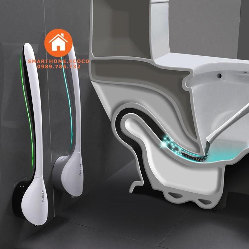 Cọ Vệ Sinh Bồn Cầu, Cọ Chà Toilet Bằng Silicon Dán Tường Tiện Ích