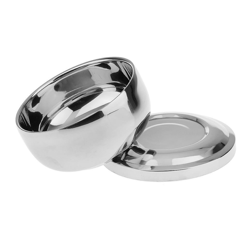 Men's Shaving Set - Beard Grooming Brush + Stainless Mug Bowl Cup with Lid