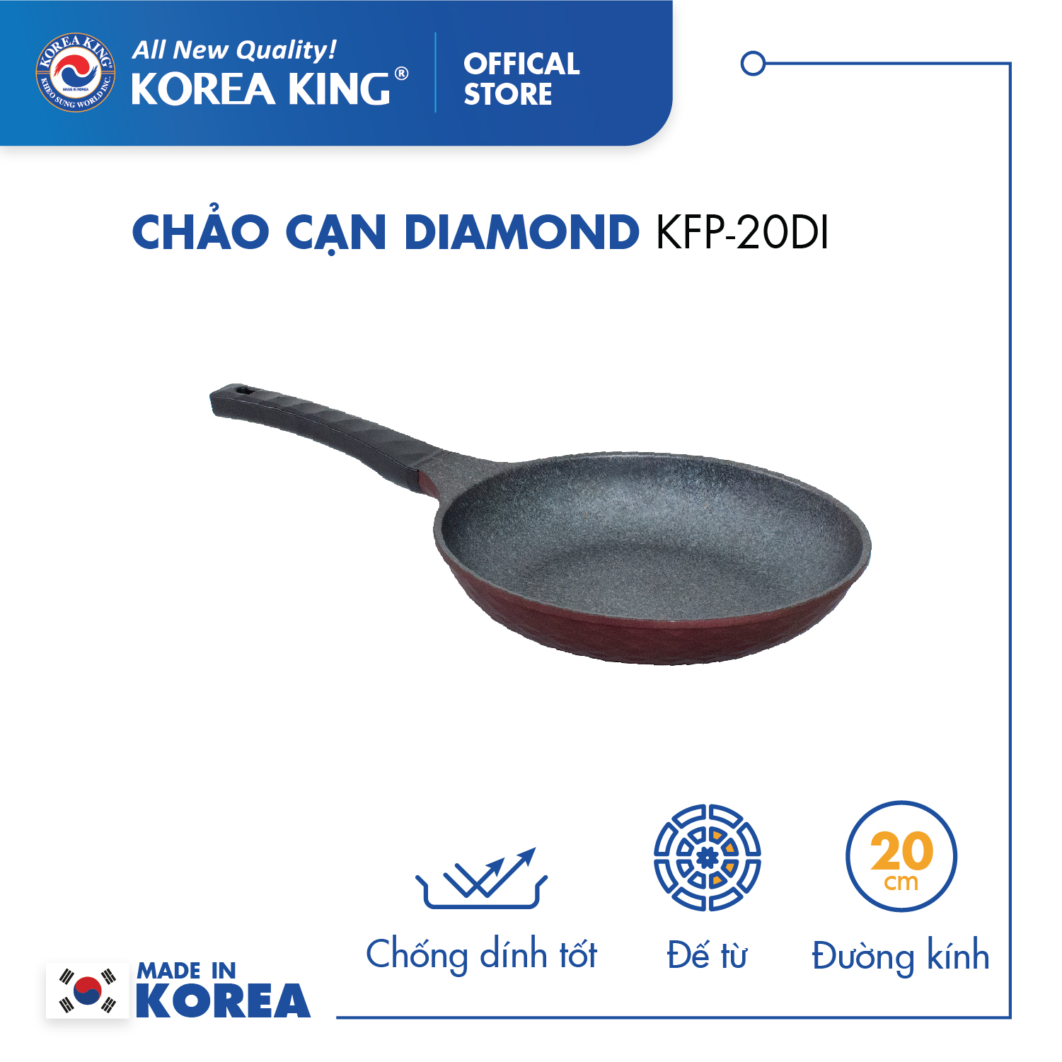 Chảo cạn Diamond  Korea King size 20cm KFP-20DI