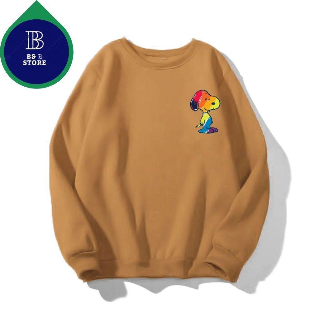 ÁO SWEATER NỈ UNISEX KHÔNG NÓN IN SNOOPE ÁO FORM RỘNG NAM NỮ NHIỀU MÀU CỰC ĐẸP