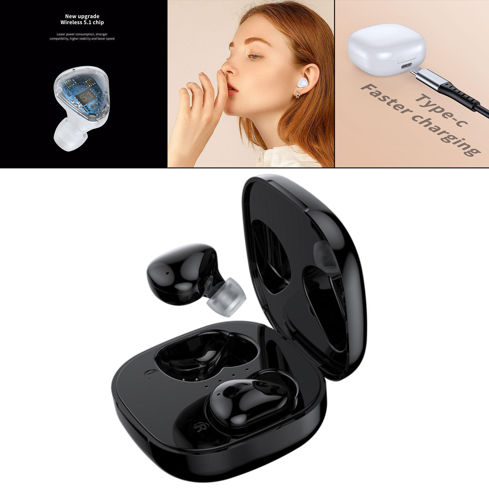 Bluetooth 5.1 Earbuds USB C Built-In Microphone Headset for Sports Music Black