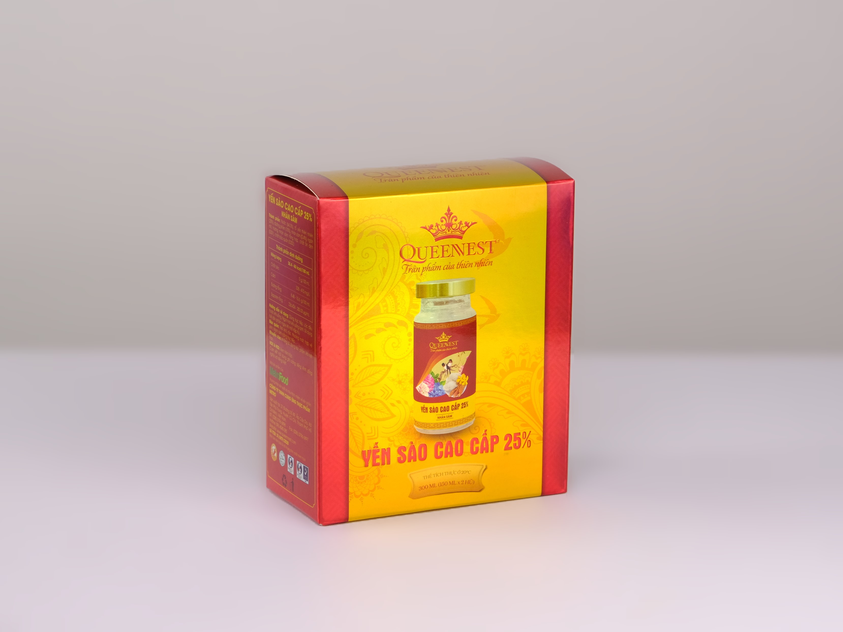 Yến sào cao cấp Queennest 25% Nhân Sâm -  hũ 150ml (hộp nhỏ 2 hũ) - hàng chính hãng