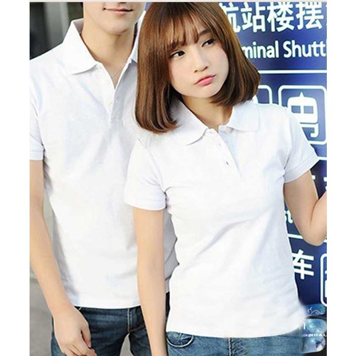 Áo Thun Polo Có Cổ Phong Cách Hàn Quốc Vải Dày Mát Màu Trắng