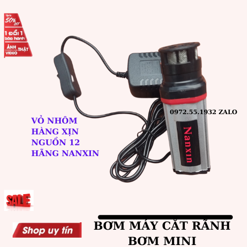 Máy bơm nước 12v vỏ nhôm xịn xò kèm dây nguồn cho máy cắt rãnh tường, bể cá...  -bơm mini