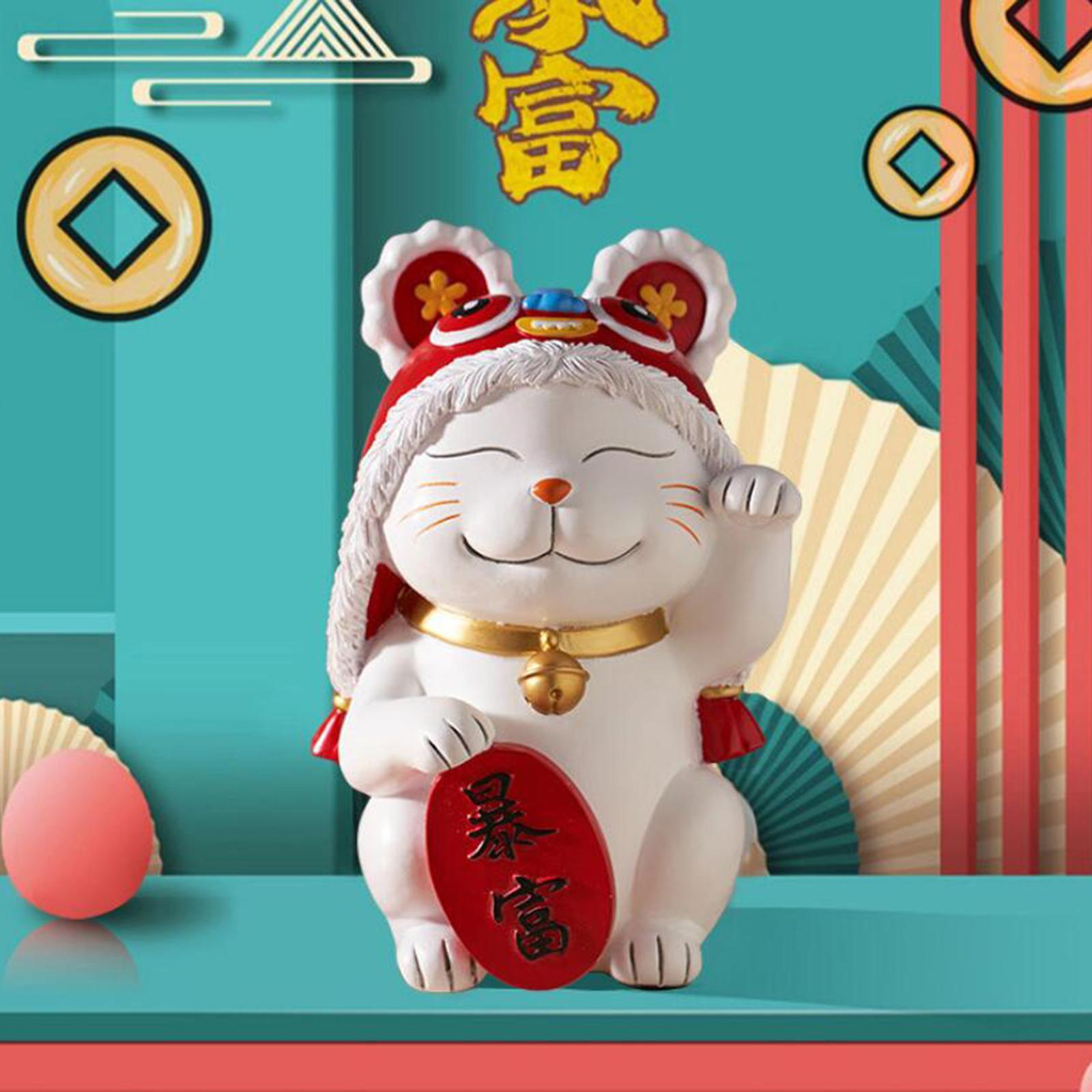 Japanese Lucky Cat Statue Sculpture Figurine for Desk Office Decor