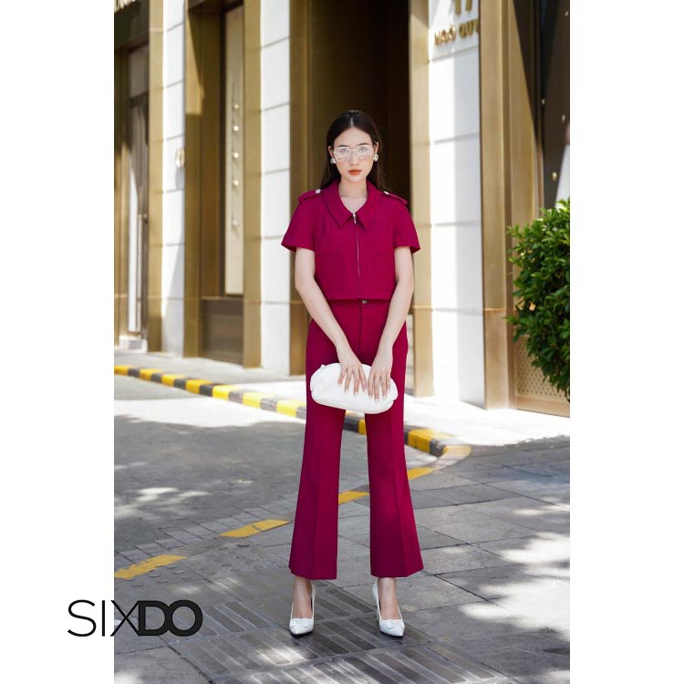 Áo vest woven dáng ngắn khóa kéo sang trọng SIXDO