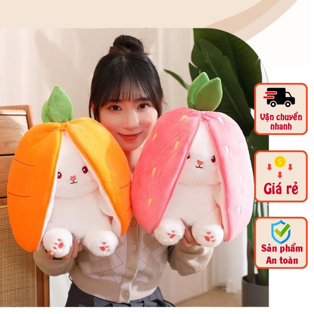 Thỏ dâu! Gấu Bông con thỏ Cosplay 2 Màu - Bunny Bông Cao Cấp Gấu Bông Thú Nhồi Bông Hình Thỏ dâu Và Thỏ Cà Rốt