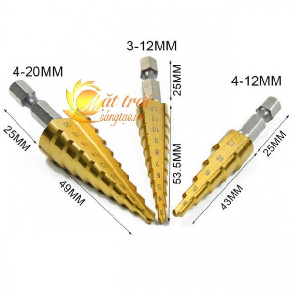 Bộ 3 mũi khoan tháp đường kính từ 3mm – 20mm