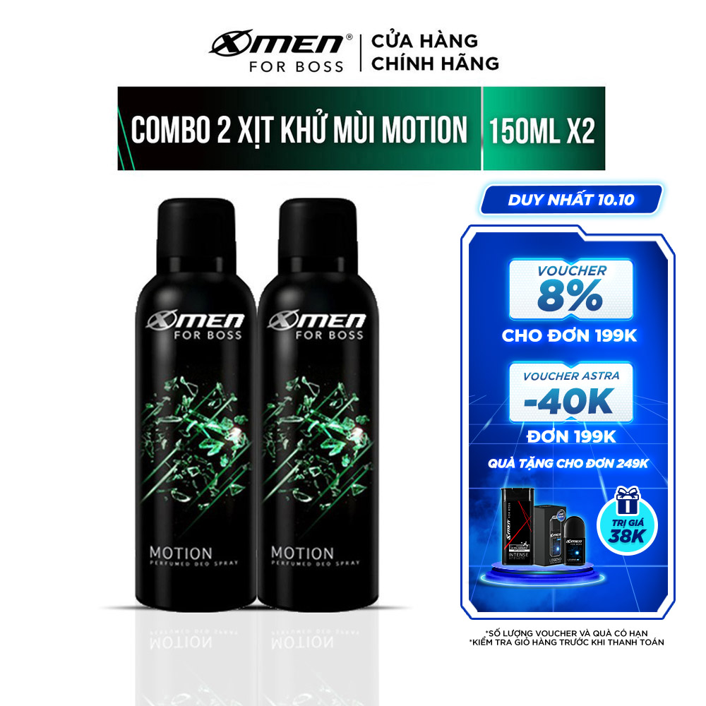 Combo 2 Xịt Khử Mùi X-Men For Boss Motion 150ml/chai