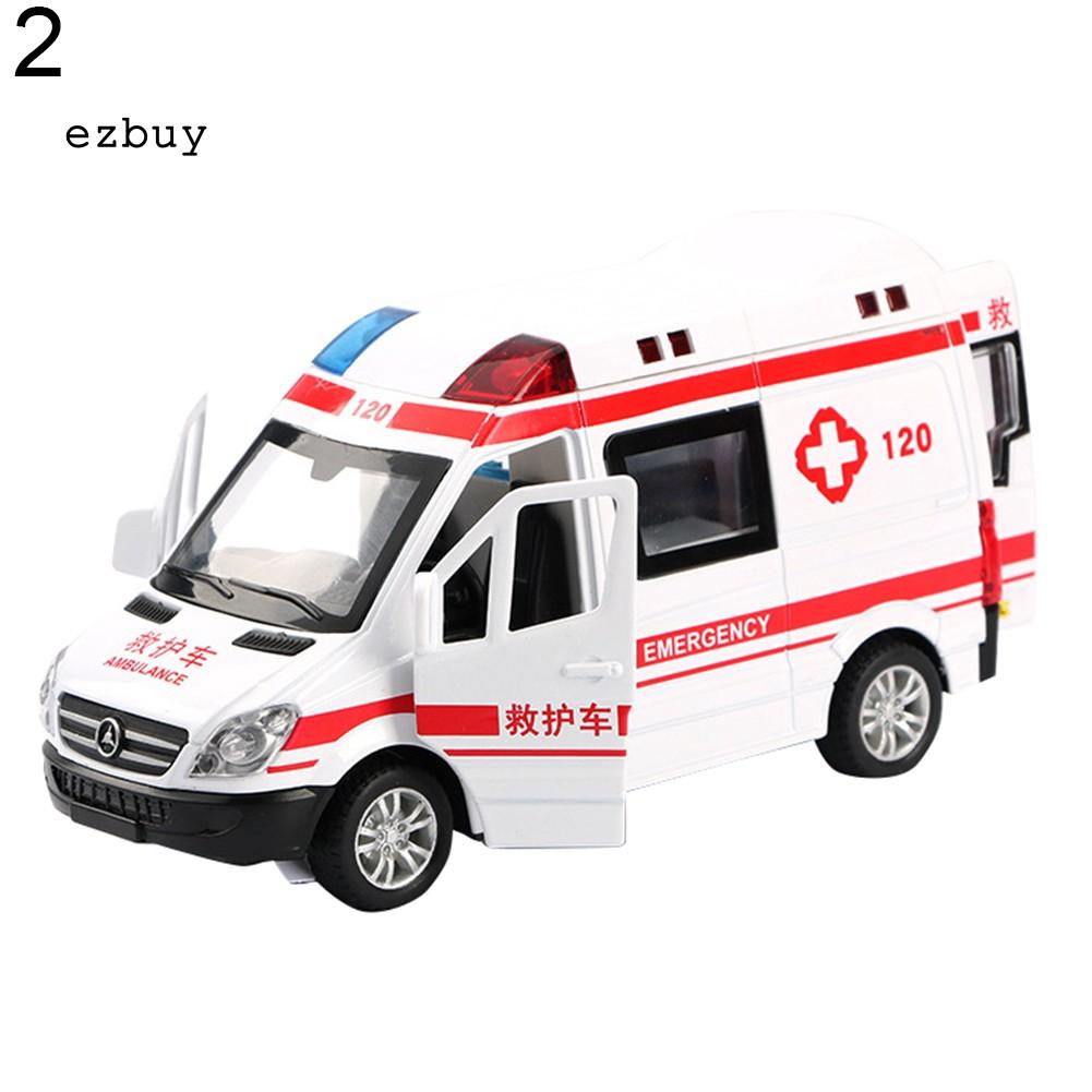 【EY】Mini Simulated Pull Back Metal Sound Light Ambulance Police Car Kids Toy Gift