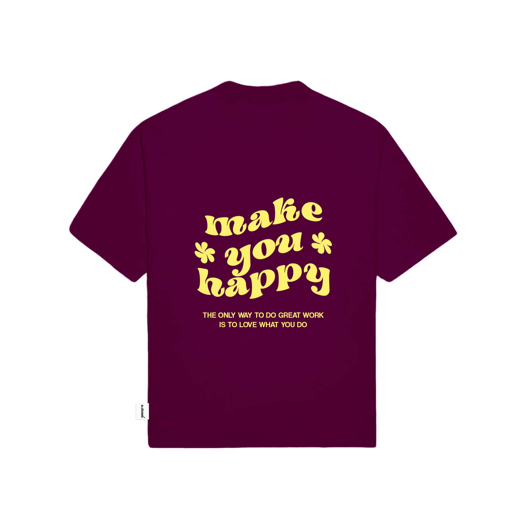 Áo Thun Tay Ngắn Oversize MAKE YOU HAPPY/ Purple (unisex, áo thun nam/ nữ)