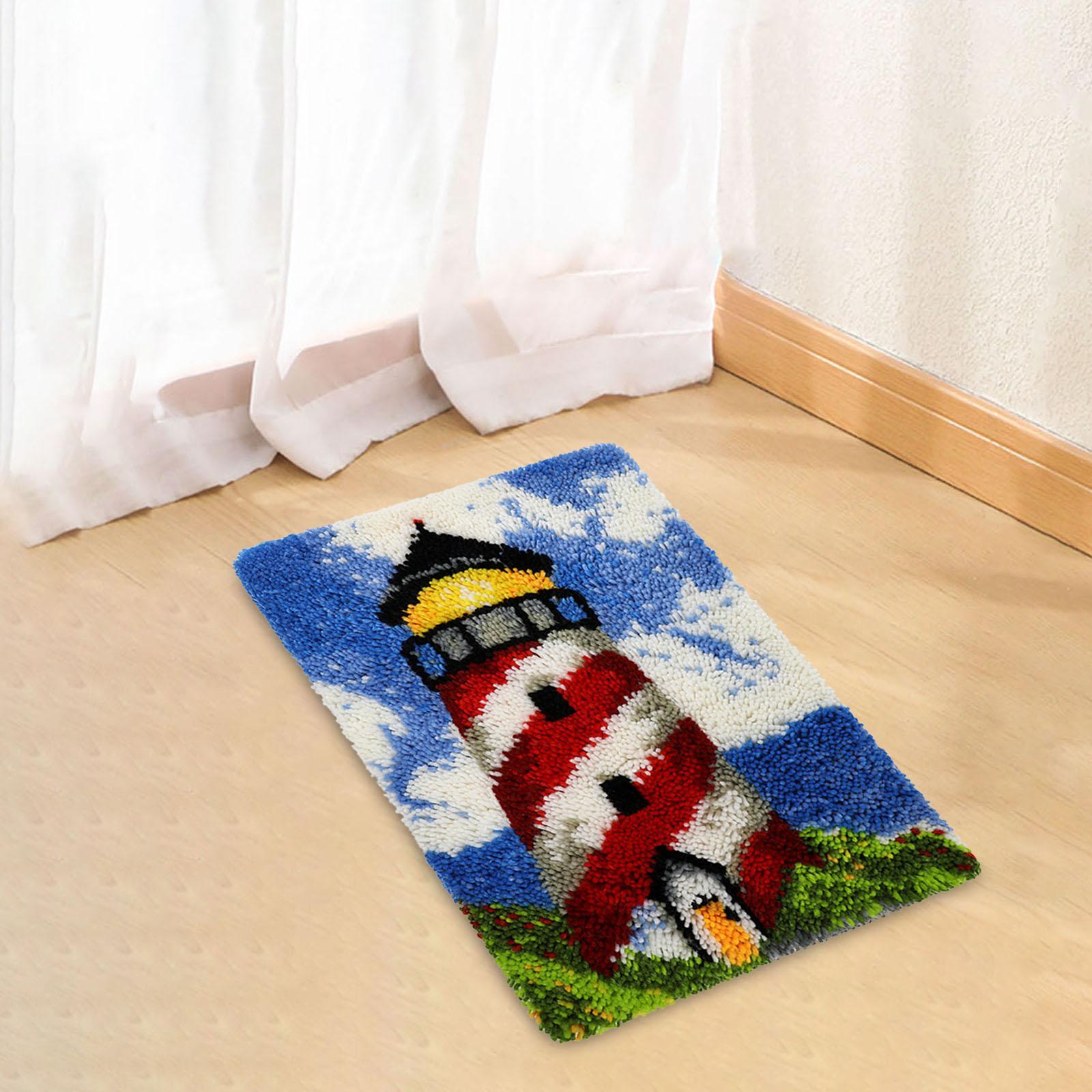 DIY Latch Hook Craft Kit Embroidery Carpet Set Cross Stitch Kit Color Pattern Needlework for Home Decoration Beginners Adults Kids Gift