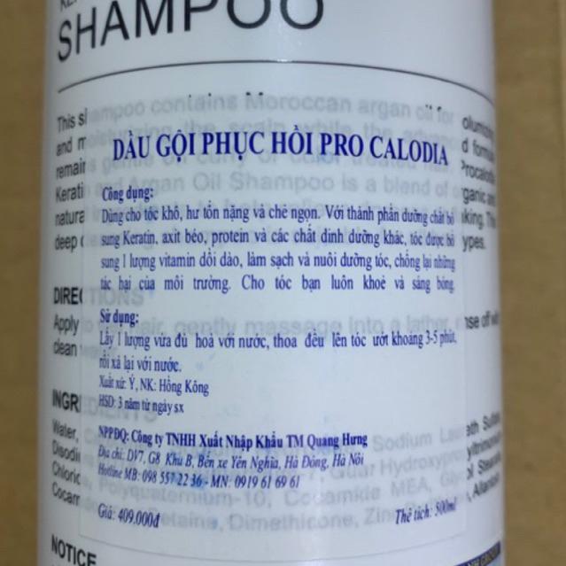 Bộ dầu Gội xả hấp ủ dưỡng Keratin Pro Calodia siêu mượt phục hồi tóc hư tổn + Gội xả gói Karseell 15ml