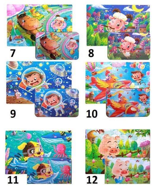 Puzzle xếp hình 60 mảnh hộp sắt cho bé ( hàng sẵn )