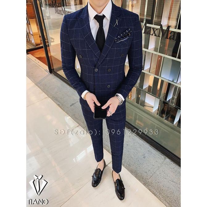 Bộ Vest nam cao cấp Hàn Quốc XANH màu ô Xanh cực sang trọng, Suit Nam Cao Cấp