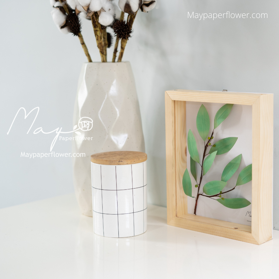 Tranh hoa giấy handmade trang trí cao cấp SIMPLICITY Set Lá size cm - Maypaperflower Hoa giấy nghệ thuật