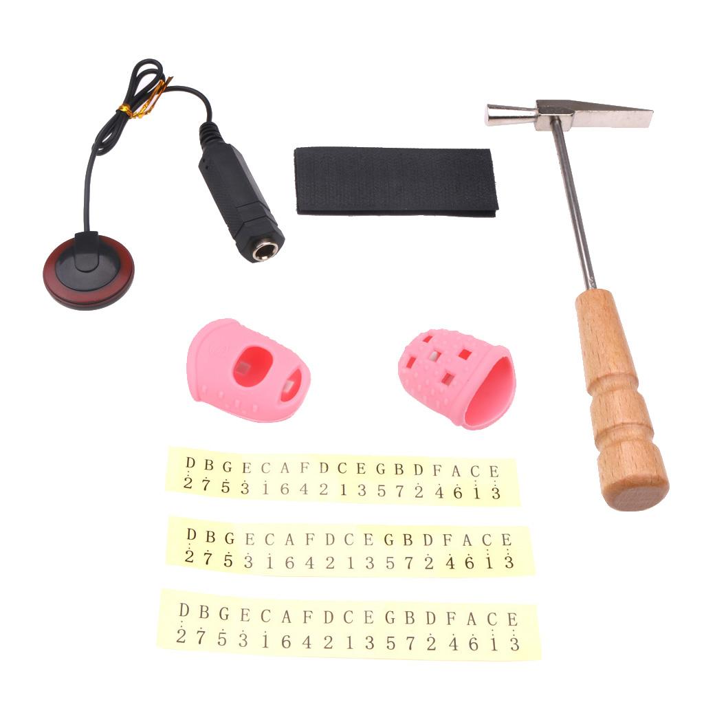 Sunnimix Kalimba Ngón Tay Cái Đàn Piano Chỉnh Dụng Cụ + Đầu Ngón Tay Bảo Vệ + Lưu Ý Miếng Dán + Đón Gót