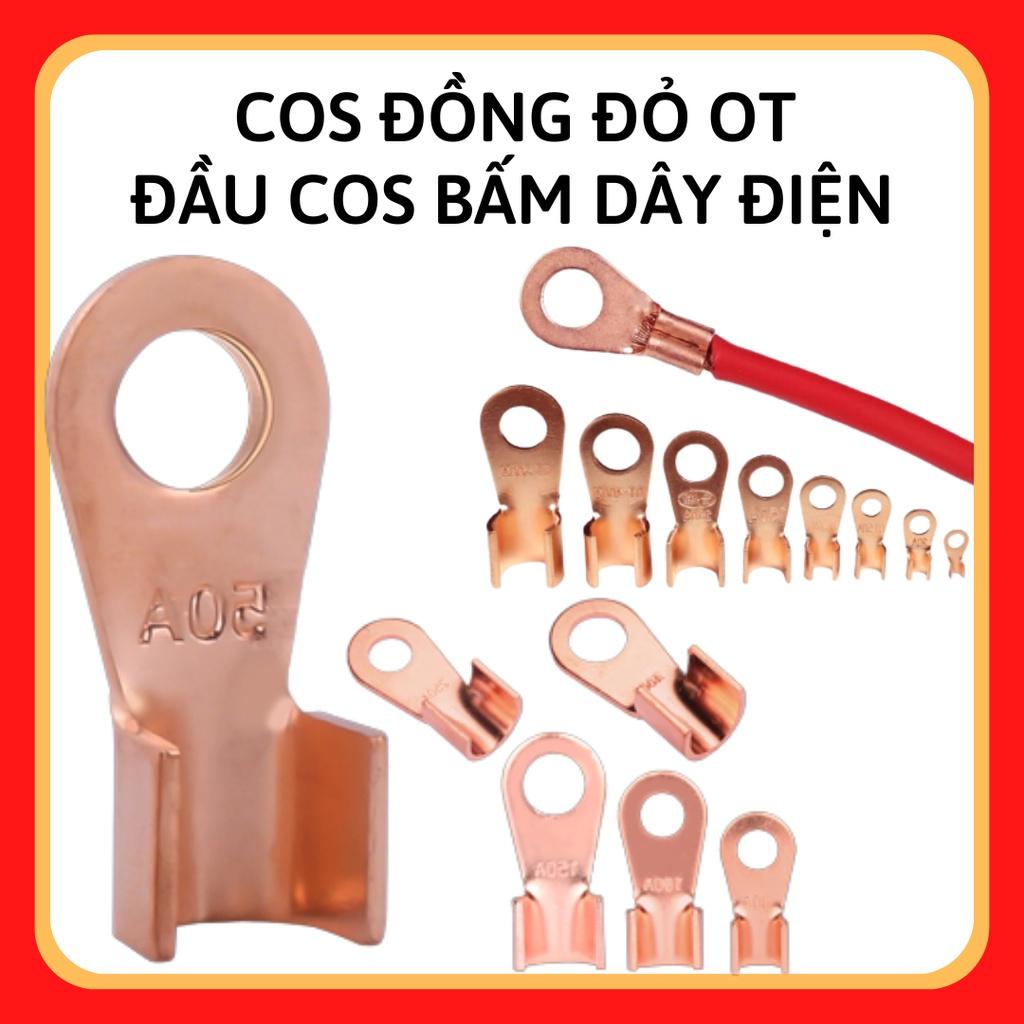 Đầu Cos Đồng Đỏ OT Combo 20c các loại, đầu cos bấm dây điện, cốt bóp dây điện