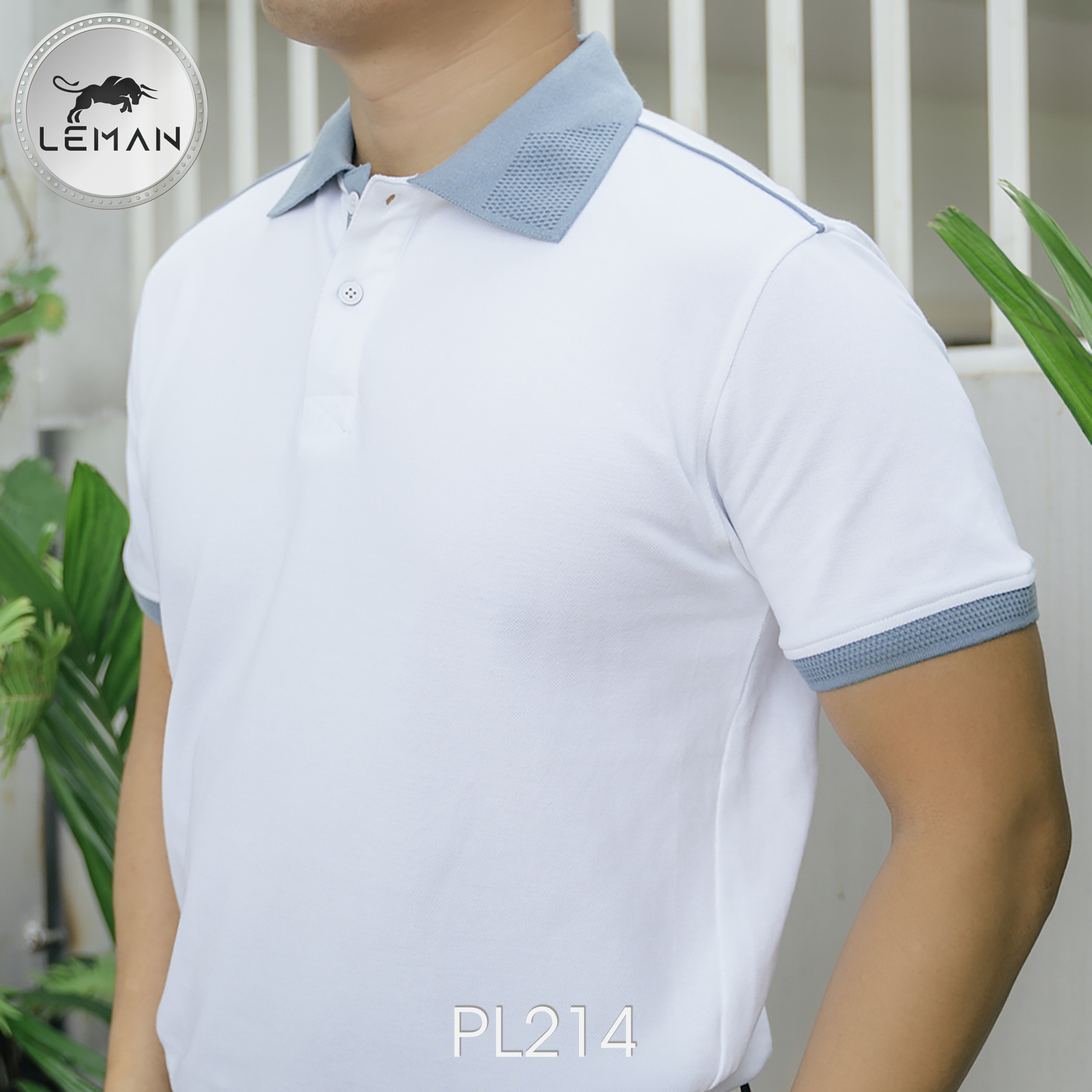 ÁO POLO NAM LEMAN PL214 CAO CẤP - Trắng - Viền Xanh Mint - M (65-78kg)